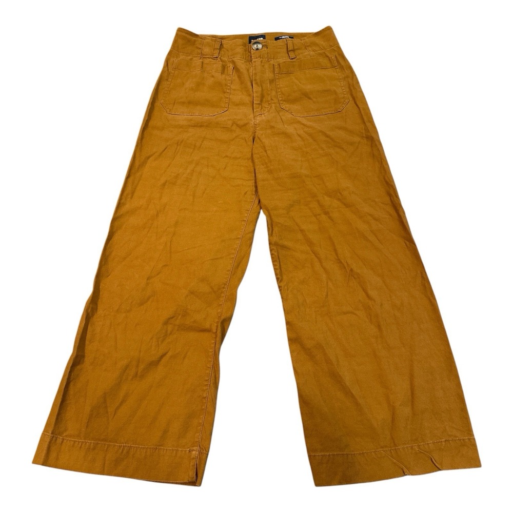 Maeve by Anthropologie Colette Brown Wide Leg Linen Blend Pant Sz30 Front Pocket